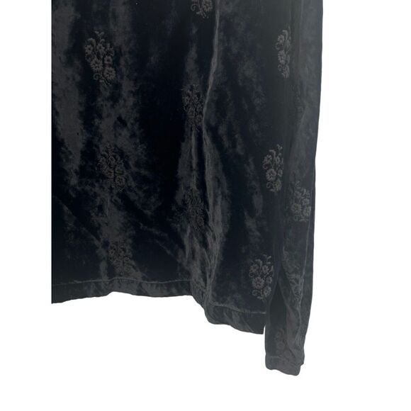 CP Shades Crushed Velvet Rayon Button Down Sz Medium Black Embroidered Top Boho - Picture 16 of 16